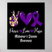 Peace Liebe Hoffnung Lila Ribbon-Alzheimer-Krankhe Poster (Vorne)