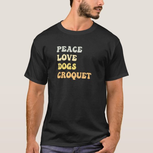 Peace Liebe Hogs Croquet Retro T-Shirt (Vorderseite)
