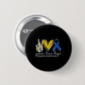 Peace Liebe Hope Alopecia Awareness Blue Ribbon Button (Vorne & Hinten)