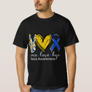 Peace Liebe Hope Ataxixie Awareness Shirt Blue Rib