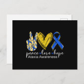 Peace Liebe Hope Ataxixie Awareness Shirt Blue Rib Postkarte (Vorne/Hinten)