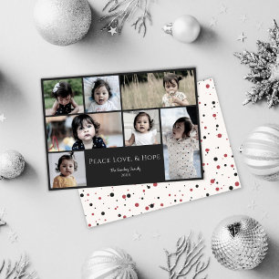 Peace Liebe Hope Black Foto Weihnachtskarte Feiertagskarte