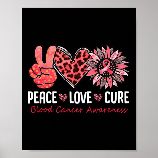 Peace Liebe Hope Blood Cancer Awareness Red Ribbon Poster (Vorne)