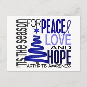 Peace Liebe Hope Christmas Holiday Arthritis Feiertagspostkarte