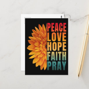Peace Liebe Hope Faith Pray Postkarte