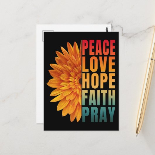 Peace Liebe Hope Faith Pray Postkarte (Vorderseite/Rückseite Beispiel)