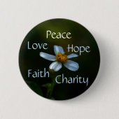 Peace Liebe Hope Faith Wohltätigkeit Daisy Floral Button (Vorderseite)