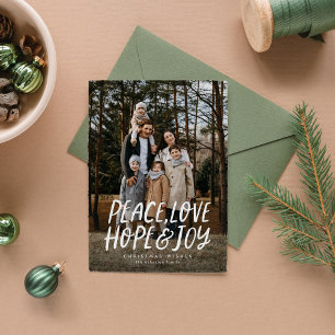 Peace Liebe hope joy green Christmas Foto Feiertagskarte