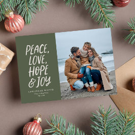 Peace Liebe hope joy green Christmas Foto Feiertagskarte
