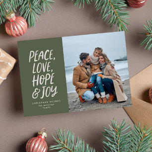Peace Liebe hope joy green Christmas Foto Feiertagskarte