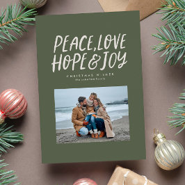 Peace Liebe hope joy green Christmas Foto Feiertagskarte