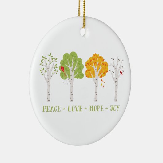 Peace Liebe Hope Joy Keramik Ornament (Rechts)
