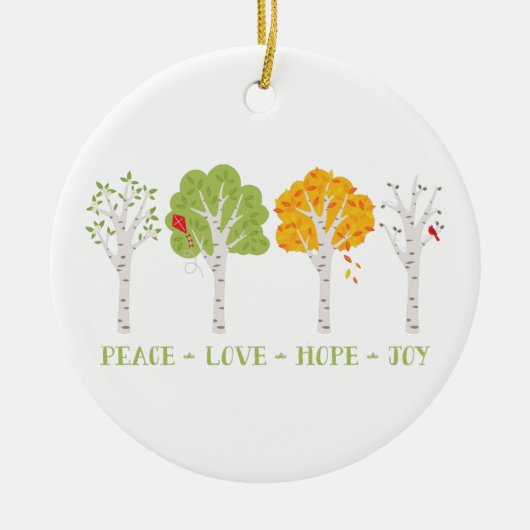 Peace Liebe Hope Joy Keramik Ornament (Vorne)
