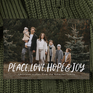 Peace Liebe hope joy simple Christmas Foto Feiertagskarte