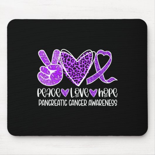 Peace Liebe Hope Leopard Lila Pankreaskrebs A Mousepad (Vorne)