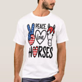 Peace Liebe Horses America T-Shirt (Vorderseite)