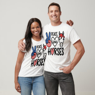 Peace Liebe Horses America T-Shirt
