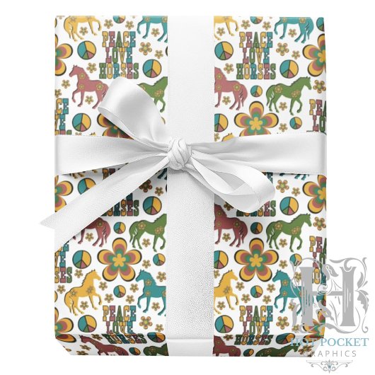 Peace Liebe Horses Wrapping Paper Geschenkpapier