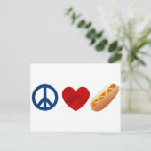 Peace Liebe Hotdog Postkarte (Stehend Vorderseite)