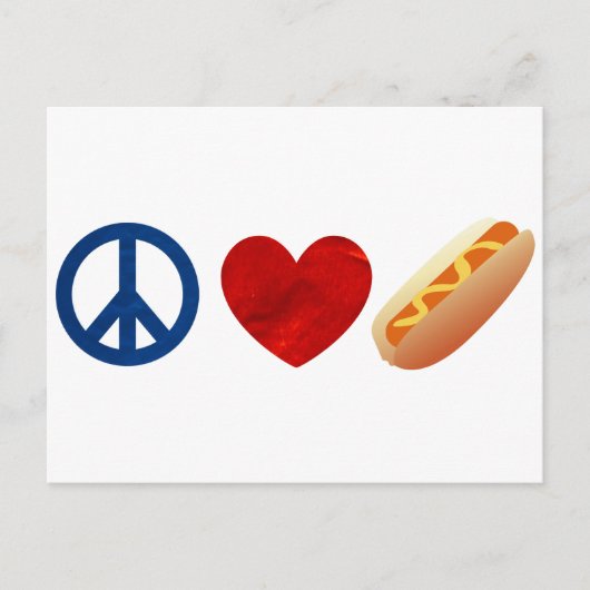 Peace Liebe Hotdog Postkarte (Vorderseite)
