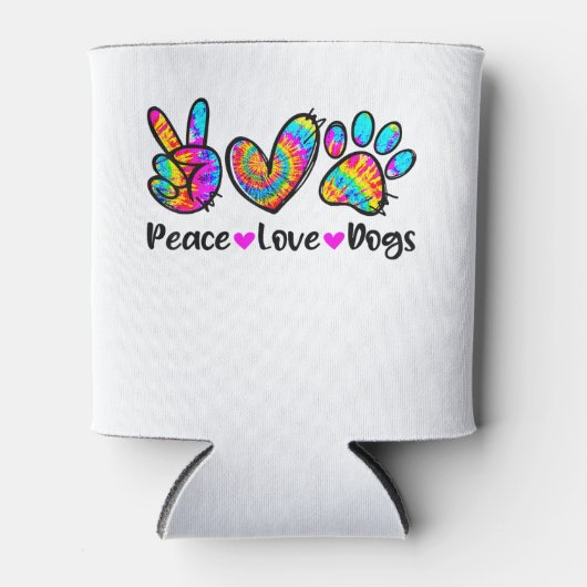 Peace Liebe Hunde Gefärbte Krawatte Dog Paw Dog Ma Dosenkühler (Vorderseite)