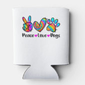 Peace Liebe Hunde Gefärbte Krawatte Dog Paw Dog Ma Dosenkühler (Rückseite)