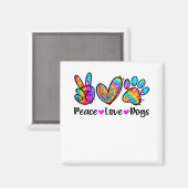 Peace Liebe Hunde Gefärbte Krawatte Dog Paw Dog Ma Magnet (Vorderseite/Rückseite)