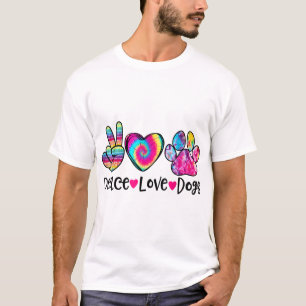 Peace Liebe Hunde Gefärbte Krawatte Hund Paw Hund  T-Shirt