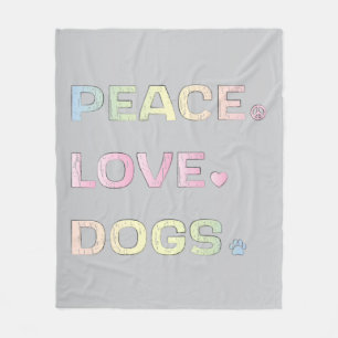 Peace Liebe Hunde mit Paw Print and Heart Fleecedecke