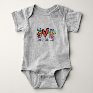 Peace Liebe Hunde Paws Gefärbte Krawatte Rainbow A Baby Strampler