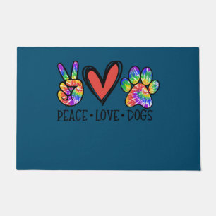 Peace Liebe Hunde Paws Gefärbte Krawatte Rainbow A Fußmatte