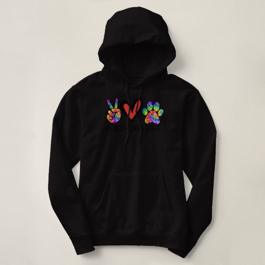 Peace Liebe Hunde Paws Gefärbte Krawatte Rainbow A Hoodie (Design vorne)