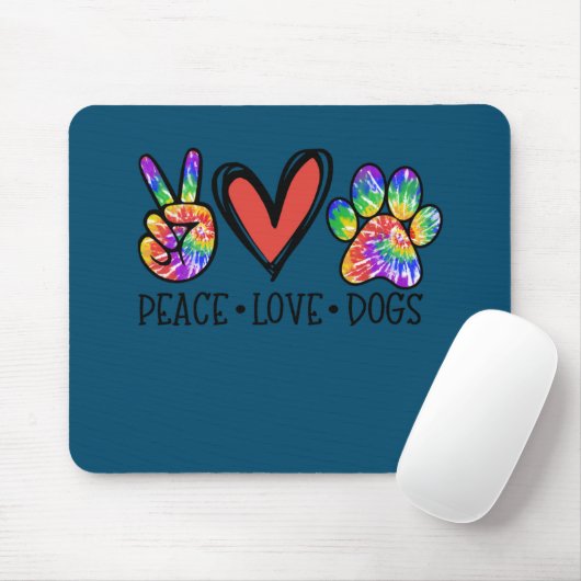 Peace Liebe Hunde Paws Gefärbte Krawatte Rainbow A Mousepad (Mit Mouse)