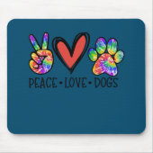 Peace Liebe Hunde Paws Gefärbte Krawatte Rainbow A Mousepad (Vorne)