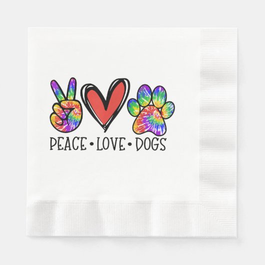 Peace Liebe Hunde Paws Gefärbte Krawatte Rainbow A Serviette (Vorderseite)