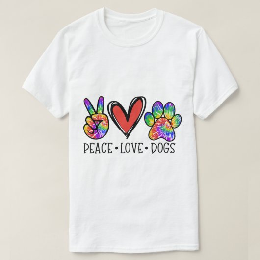Peace Liebe Hunde Paws Gefärbte Krawatte Rainbow A T-Shirt (Design vorne)