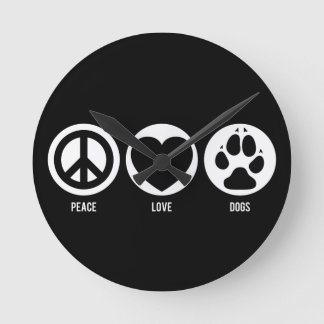 Peace Liebe Hunde Runde Wanduhr
