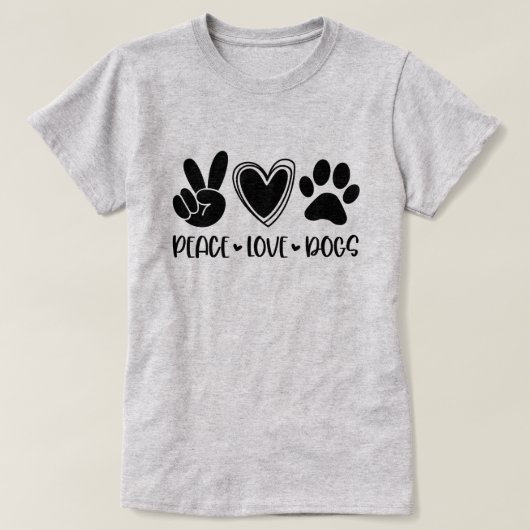 Peace Liebe Hunde T-Shirt (Design vorne)