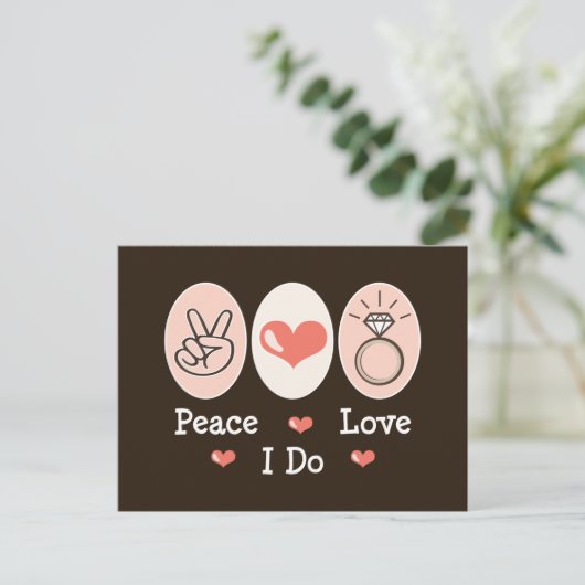 Peace Liebe I Do Wedding Postcard Postkarte (Stehend Vorderseite)