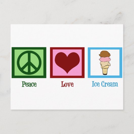 Peace Liebe Ice Creme Postkarte (Vorderseite)