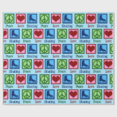 Peace Liebe Ice Skaten Geschenkpapier (Flach)
