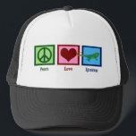 Peace Liebe Iguanas Truckerkappe<br><div class="desc">Ein Friedensschild,  ein Herz und eine niedliche grüne Leguana. Ich Liebe coole Leguana Besitzer Geschenke für mein Lieblings-Haustier.</div>