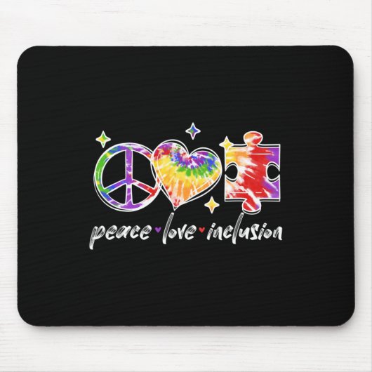 Peace Liebe Inklusion Rainbow Gefärbte Krawatte Au Mousepad (Vorne)