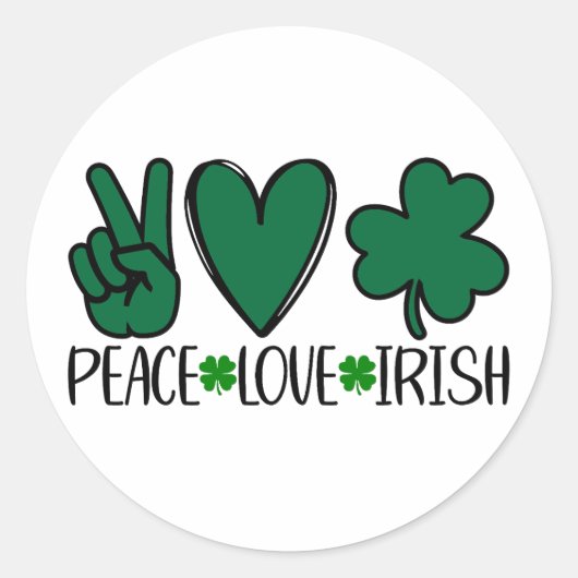 Peace Liebe Irish ☘️ 💚 Runder Aufkleber (Vorderseite)