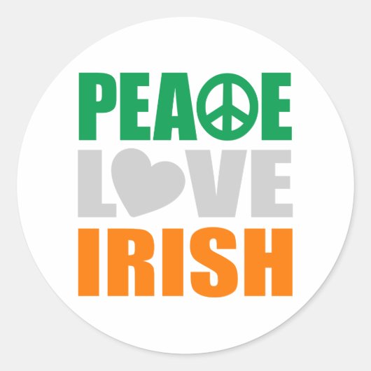 Peace Liebe Irish Runder Aufkleber (Vorderseite)