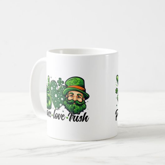 Peace Liebe Irish Tasse - Perfekt für St. Patrick' (Vorderseite Links)