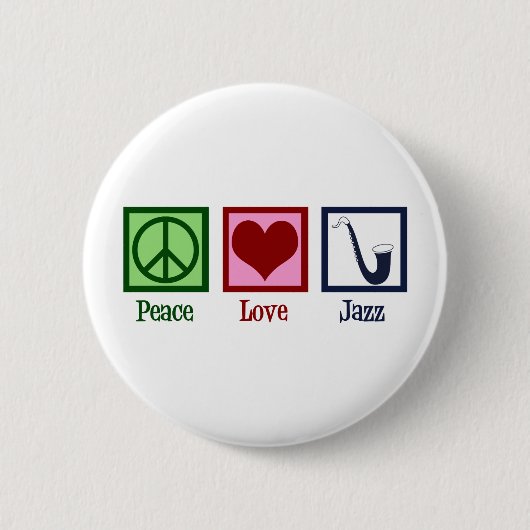 Peace Liebe Jazz Music Saxophon Button (Vorderseite)