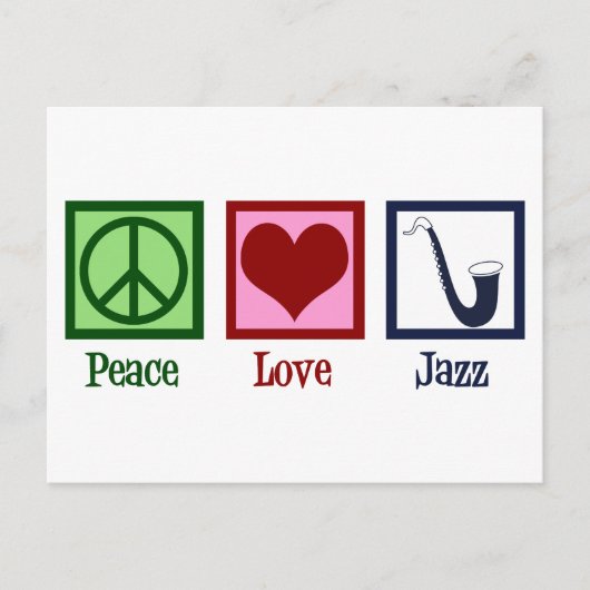 Peace Liebe Jazz Music Saxophon Postkarte (Vorderseite)