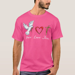 Peace Liebe Jesus Niedlich Dove Christlicher Kreuz T-Shirt