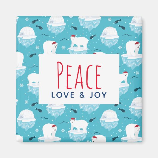 Peace Liebe & JoChristmas Polar Bears Magnet (Vorne)